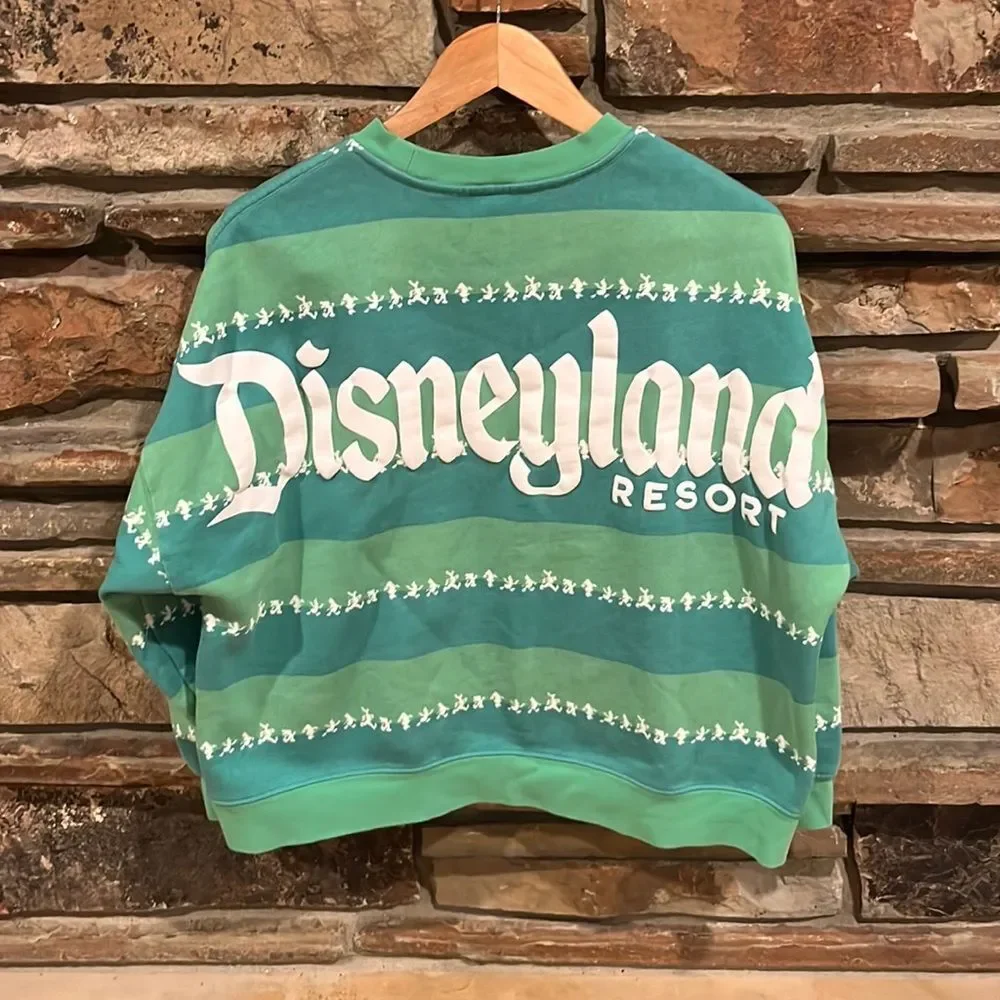 Disneyland Resort Green Striped Crewneck Sweatshirt